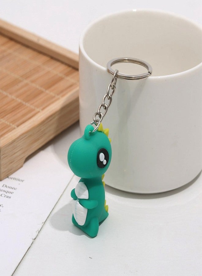 POYAMUSE Colorful Cartoon Dinosaur Keychain - Fun Novelty Dinosaur Charm Keyring for Boys Girls-green - Image 2